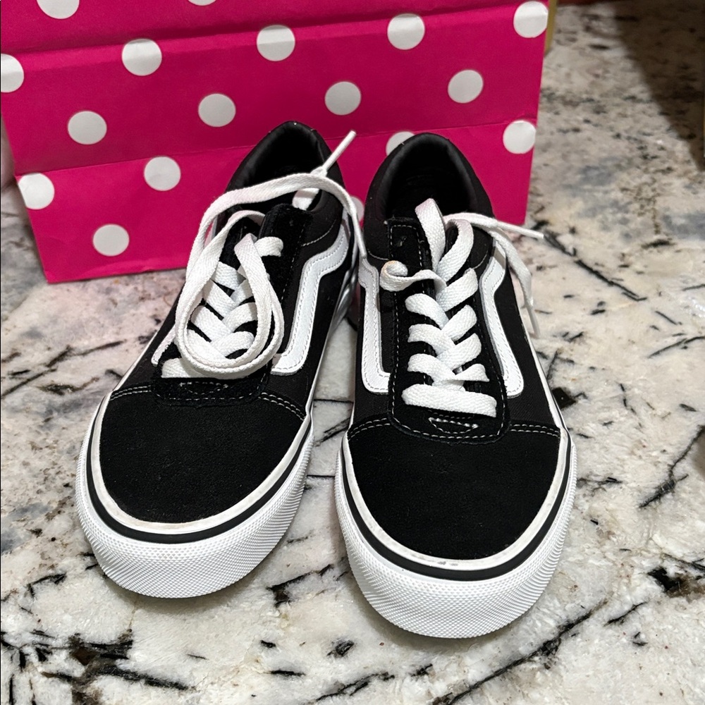 Vans Kids Black and White Sneakers